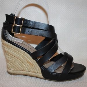 Chinese Laundry black strap rope wedges size 6